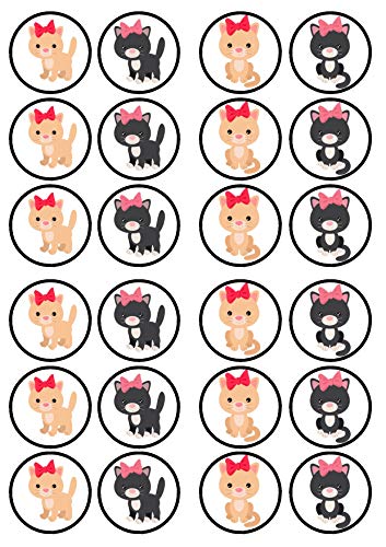 Essbare Cupcake-Topper mit niedlichen Katzen und Kätzchen, Esspapier, 24 Stück Essbare Cupcake-Topper mit niedlichen Katzen und Kätzchen, Esspapier, 24 Stück von Cian's Cupcake Toppers Ltd