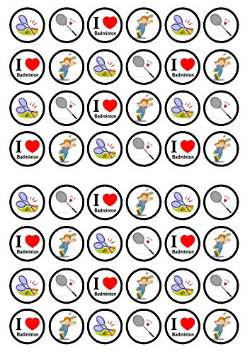48 Badminton, 48 Federball, Essbare PREMIUM Dicke GEZUCKERTE Vanille, Reispapier Mini Cupcake Toppers, Cake Pops, Cookies für Wafer von Cian's Cupcake Toppers Ltd