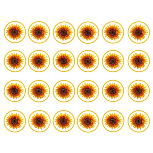 Essbare Cupcake-Topper mit Sonnenblumen-Motiv, Premium-Dicke, gesüßte Vanille, Oblaten, Mini-Cupcake-Dekorationen, 48 Stück von Cian's Cupcake Toppers Ltd