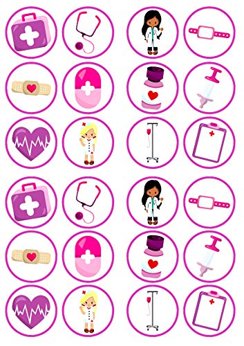 Essbare Cupcake-Topper mit Aufschrift "Girl Nurses Doctors Hospital #6", Pink, 24 Stück Essbare Cupcake-Topper mit Aufschrift "Girl Nurses Doctors Hospital #6", Pink, 24 Stück von Cian's Cupcake Toppers Ltd