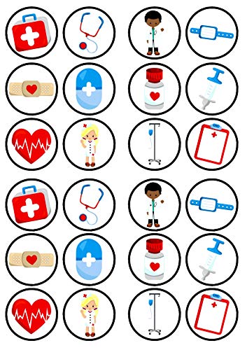Essbare Cupcake-Topper mit Krankenschwestern, Ärzte, Krankenhaus-Mix, 24 Stück von Cian's Cupcake Toppers Ltd