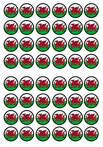 48 walisische Drachen Cupcake Topper, essbare walisische Flagge, Cupcake-Dekorationen, St. Davids Day Dekorationen, Rugby-Kuchendekorationen, Drachen-Kuchenaufsatz, Rugby-Kuchenaufsatz, von Cian's Cupcake Toppers Ltd