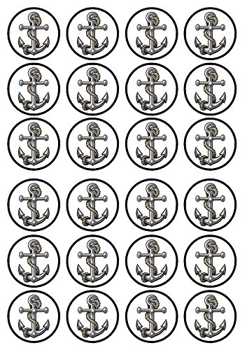 NAVY ANCHOR Sailor Essbar Premium Stärke Süße Vanille, Wafer Reispapier Cupcake Topper/Dekoration von Cian's Cupcake Toppers Ltd