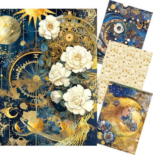 Ciao Bella Motiv-Strohseiden-Sortiment Celestial 4er-Set A4 4 Motive DIY Bastelarbeiten, Reispapier, Decoupage-Papier von Ciao Bella