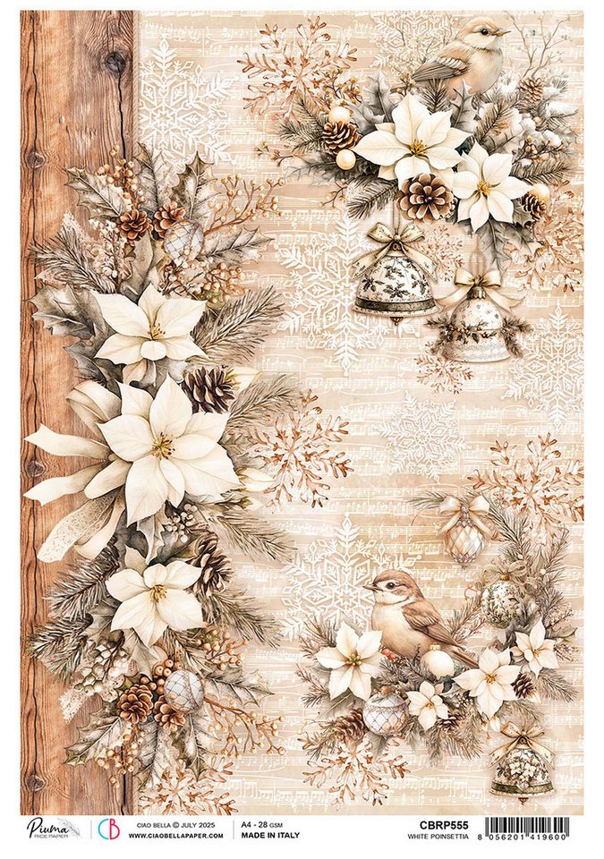Ciao Bella Seidenpapier Winter Season - White Poinsettia, DIN A4 Ciao Bella Seidenpapier Winter Season - White Poinsettia, DIN A4 von Ciao Bella