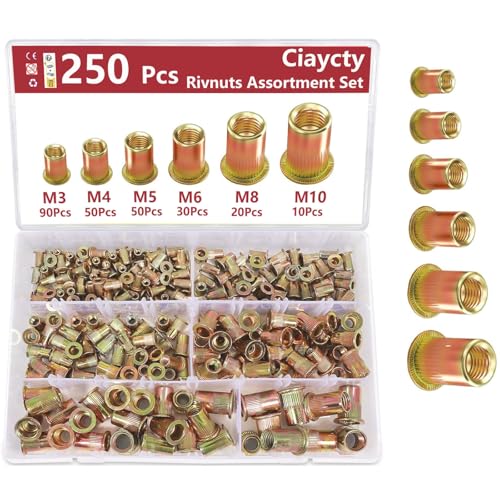 250 Stück Gewindeeinsätze aus Metall, verzinkter Gewindeeinsatz, Crimpmutter M3 M4 M5 M6 M8 M10, Gewindeeinsätze aus Holz, Gewindeeinsätze für Holz, Möbel und Dekorationen 250 Stück Gewindeeinsätze aus Metall, verzinkter Gewindeeinsatz, Crimpmutter M3 M4 M5 M6 M8 M10, Gewindeeinsätze aus Holz, Gewindeeinsätze für Holz, Möbel und Dekorationen von Ciaycty