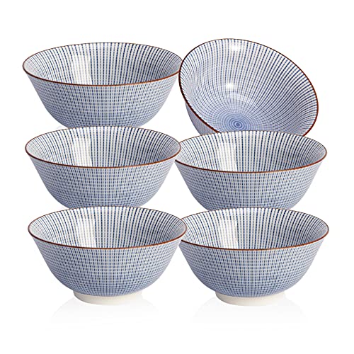 Cibeat Keramik Müslischale, 6 Zoll Farbig Bedrucktes Porzellanschalen-Set, für Müsli, Salat, Dessert, Suppe, Mikrowelle und Spülmaschinenfest, 6er-Set von Cibeat