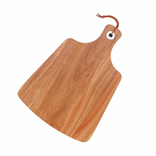 Cibeat Servierbrett Holz, Akazie Holzschneidebrett mit Griff, Pizzateller Schneidbrett aus Holz, Natur Tablett für Pizza, Brot, Steak, 31x23x1.5cm von Cibeat