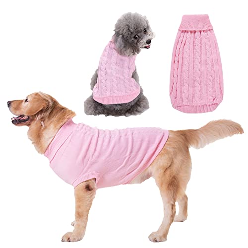 Cicano Hundepullover mit Kapuze, warm, klassischer Rollkragen-Strickjacke, für Welpen, Hunde, Katzen, Haustier, Pink, XL von Cicano