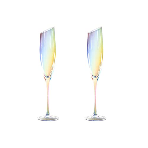 Cicano Set mit 2 Kristall-Weingläsern, abgeschrägter Kelch, bleifreies Stielglas, langer Griff, für Champagner, Zuhause, Bar, Party, Farbe 025 von Cicano