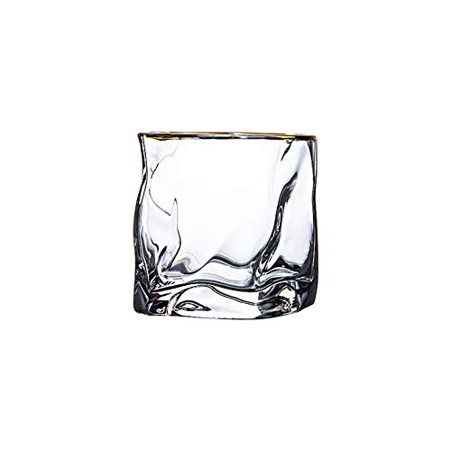 Cicano Old Fashioned Whisky-Glas-Schale, Unregelmäßige Barware Non-Bleikristall Rocking Whiskyglas Gläser Art Glas Tracing Gold von Cicano