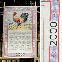 Vintage 2000/Bauernhof Hahn Kalender Handtuch Blaue Karo Borte Geburtstag Jubiläum Farmcore von CicelysCloset