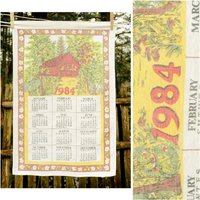 Vtg 1984/Rote Bezogene Brücke Im Herbstkalender Handtuch Geburtstag Jubiläum Einweihungsgeschenk von CicelysCloset