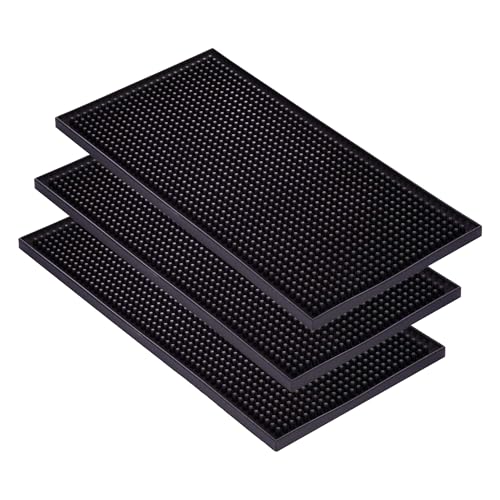 CiciIng 3 Stück 30 x 15 cm Barmatte, Gummi Abtropfmatte Geschirr, Kaffee Tampermatte, Überlaufmatte Schnell Trocknend für Bar Küche Café Restaurants Theke (Schwarz) von CiciIng