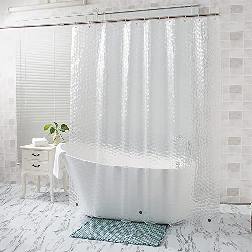 Cicilin Semi Transparent 3D Wasserwürfel Effekt Duschvorhang Schwer Wasserdicht EVA Badezimmer Vorhang 120x180cm (BxH) von Cicilin