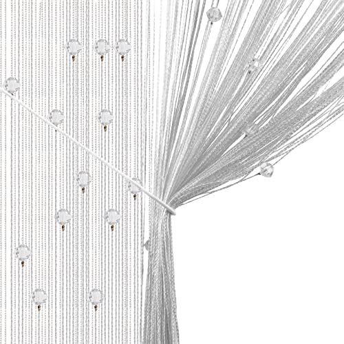 Cicony Schnur Quaste Kristallkette Drop Perlen Fenster Vorhang Tür Panel Raumdekor 2M(Weiß) von Cicony