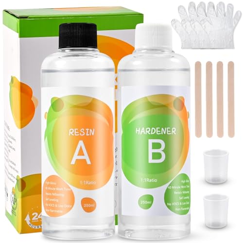 Cieex Epoxidharz mit Härter 500ml, Epoxidharz Set 1: 1 Verhältnis Glasklar Gießharz Klebstoff mit Handschuhe Holzstäbchen Messbeche, Harz Gießen Set für Schmuckherstellung, DIY-Kunsthandwerk, Holz Cieex Epoxidharz mit Härter 500ml, Epoxidharz Set 1: 1 Verhältnis Glasklar Gießharz Klebstoff mit Handschuhe Holzstäbchen Messbeche, Harz Gießen Set für Schmuckherstellung, DIY-Kunsthandwerk, Holz von Cieex