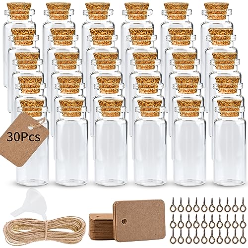 Cieex kleine Gläser mit Korken, 30 Stück Mini Glasflaschen mit Korken,10ml Kleine Fläschchen zum Befüllen für Hochzeit Party Zubehör Dekorationen Geschenke von Cieex