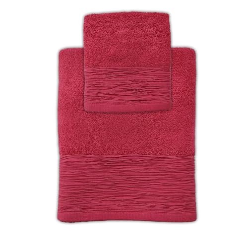 Cieffepi Home Collections Mood Personalisierbares Handtuch-Set mit 2 Handtüchern (Gesicht + Gästehandtuch), personalisierbar mit Namen oder Initialen (rot) von Cieffepi Home Collections