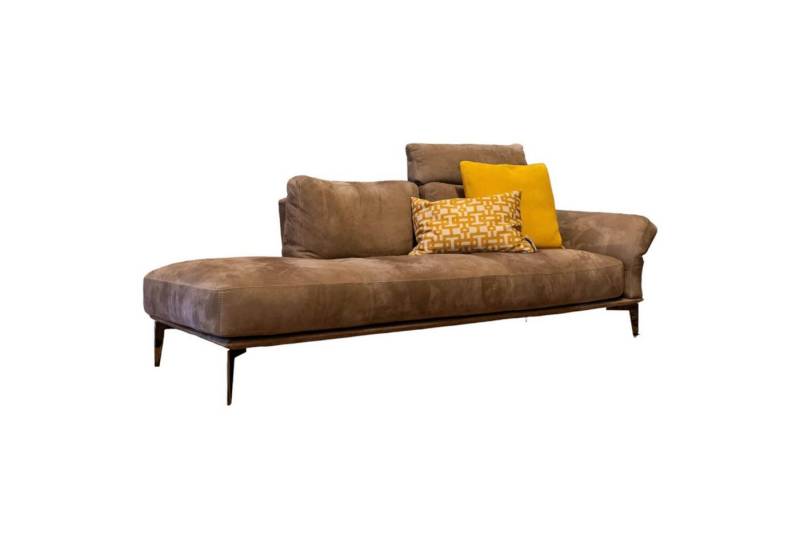 Cierre Recamiere Sofa Daybed Aida Leder Natural Velour 97 Cat. 5 Braun mit Kopfstütze von Cierre