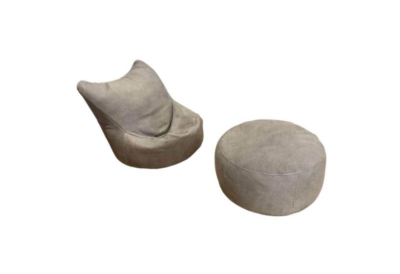 Cierre Sitzhocker Sitzsack Bubba Bezug Leder Piumone Vintage Grigio Medio Mit Poufhocker von Cierre