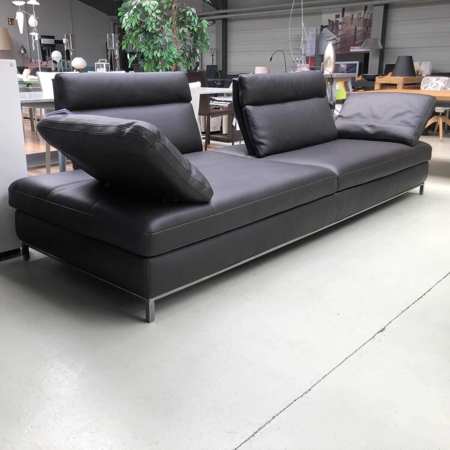 Sofa Jack Leder Schwarz mit Kissen und Funktion von Cierre