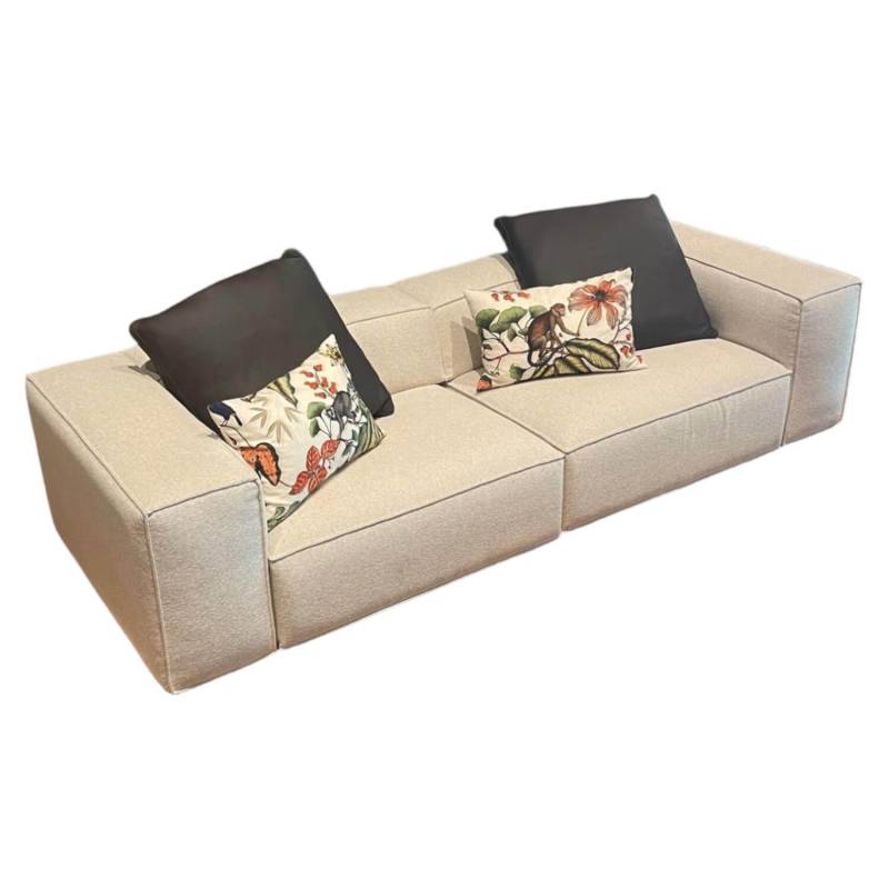 Sofa Season Bezug Sofa Stoff Idra 100 Bianco Crème Mit Zwei Lederkissen Leder Pe... von Cierre