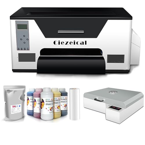 A3 XP600 DTF-Drucker, Kleiner Desktop-Drucker, CMYKW-Fünf-Farben-Tinte, mit weißer Tinte und automatischer Rührzyklusfunktion, geeignet für kleine Studios (XP600 Printer with Accessories B) von Ciezeical