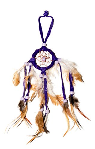 20cm x 4cm Dreamcatcher Traumfänger Lila Leder Auto Kinder Fair Trade von Ciffre
