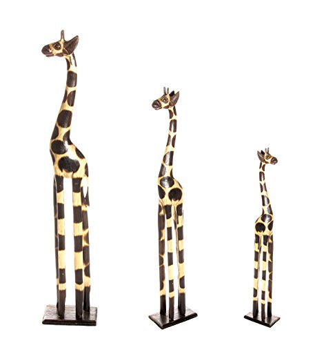 3 er Set 100cm 80cm 50cm Holz Holzgiraffen Familie Holzgiraffe Giraffe Afrika Stil GH von Ciffre