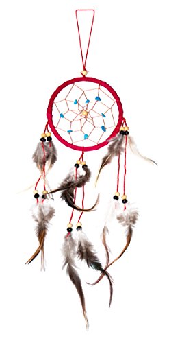 35cm x 9cm Dreamcatcher Rot Traumfänger Indianer Echte Steine Türkis von Ciffre