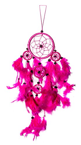 40cm x 9cm Dreamcatcher Knall Pink Traumfänger 5 Ringe Indianer von Ciffre