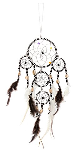 40cm x 9cm Dreamcatcher Traumfänger Schwarz Weiß Silber Kauri Muschel von Ciffre