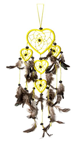 45cm x 9cm Dreamcatcher Herz Traumfänger Gelb Dunkle Federn Träume von Ciffre