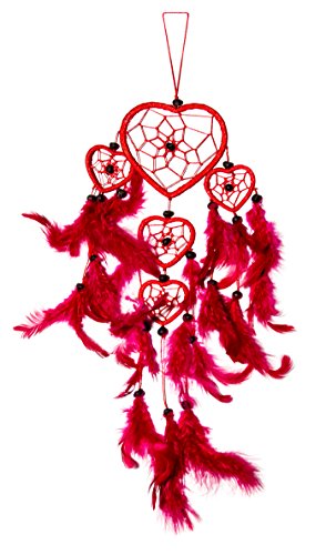 45cm x 9cm Rot Dreamcatcher Herz Traumfänger Pinke Federn Träume von Ciffre
