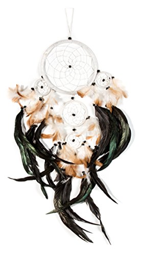 60cm x 16cm Dreamcatcher Traumfänger Weiß Braun Schwarze Federn von Ciffre