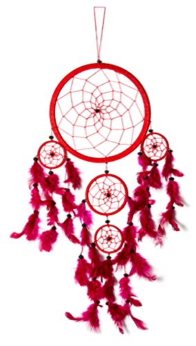 70cm x 21cm Dreamcatcher Rot Traumfänger Pinke Federn Gute Träume Indianer von Ciffre