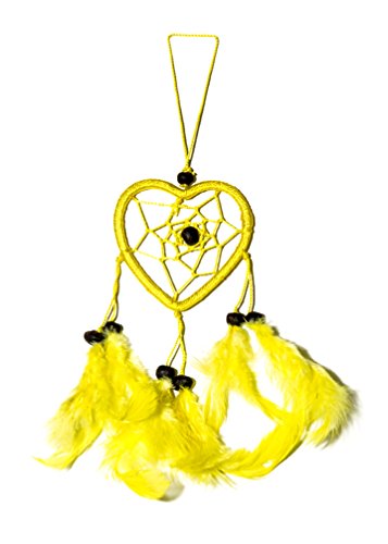 Ca 25cm x 6cm Herz Dreamcatcher Traumfänger Gelb Indianer von Ciffre