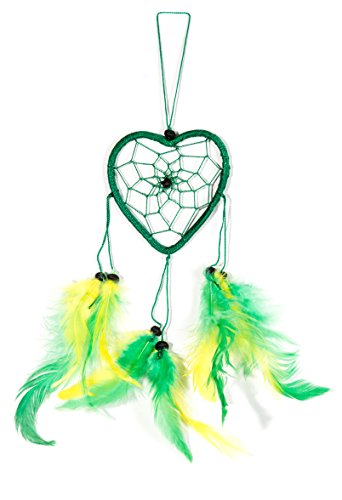 Ca 35cm x 9 Herz Dreamcatcher Traumfänger Neon Grün Gelb Auto von Ciffre