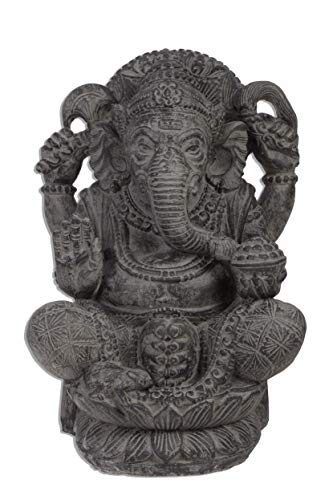 Ca. 55 bis 60cm Gamesha Stein Buddha Antik Look Hindu Massiv Steinfigur Skulptur Feng Shui Garten Deko Wetterfest Lava Stein aus Bali Elefant Ca 50-60 Kilo STB9 von Ciffre