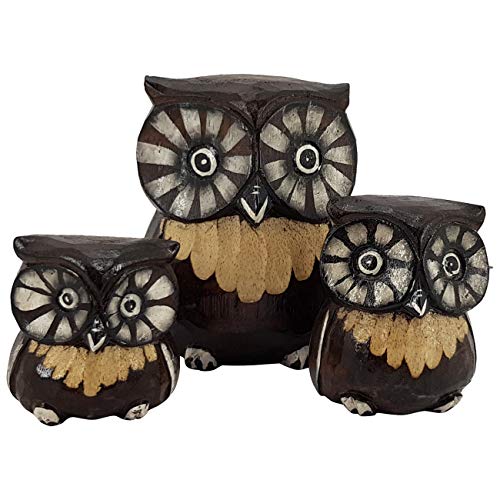 Ciffre 3 er Set 15cm 10cm 8cm Eule Eulen Uhu Vogel Tier Wald Deko Holz Handarbeit EK14 von Ciffre