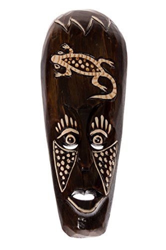 Ciffre 30cm Holz Maske Holzmaske Wandmaske Skulptur Handarbeit Gecko Bali HM3000033 von Ciffre