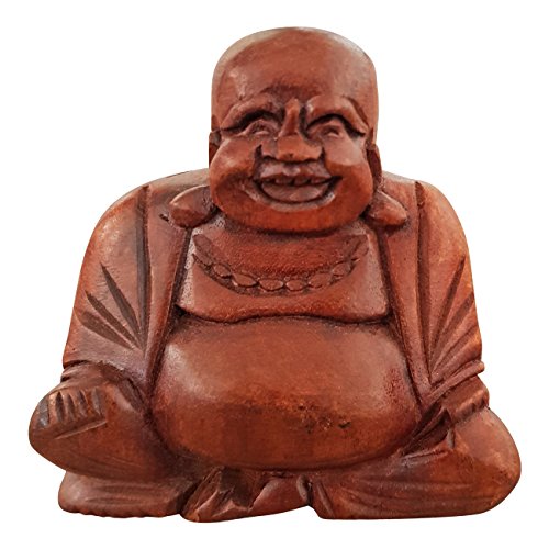 Ciffre Kleiner 10cm Happy Buddha Holz Lachende Budda Figur Braun Glücksbringer Asien von Ciffre