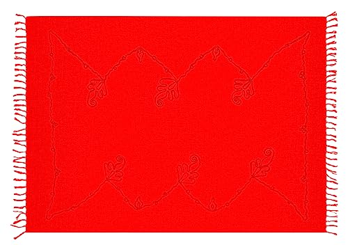 Ciffre Sarong Pareo Wickelrock Strandtuch Lunghi Stickerei Tuch Schlicht Uni Rot von Ciffre