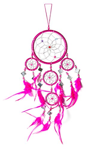 Dreamcatcher Traumfänger Dream Catcher Traum Gute Träume Kinder Deko Dreamcatchers 45cm x 11cm Spiegel Pink von Ciffre