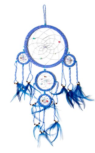 Großer 50cm x 16cm Dreamcatcher Traumfänger Blau Lila Glitzer Perlen von Ciffre