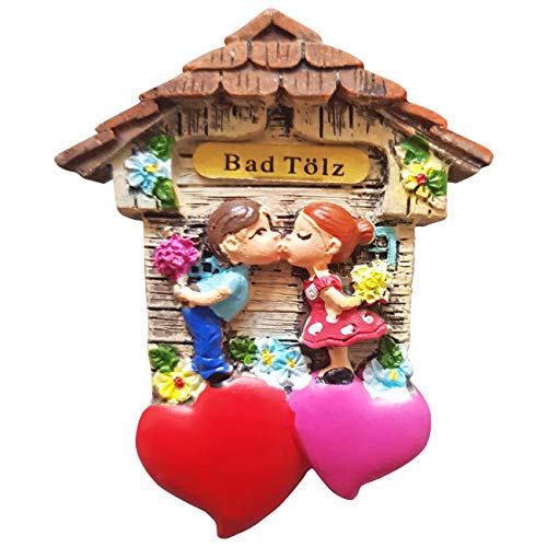 Magnet Herz Polyresin Kühlschrank Kuss 3D Paar - Bad Tölz von Ciffre