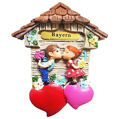Magnet Herz Polyresin Kühlschrank Kuss 3D Paar - Bayern von Ciffre