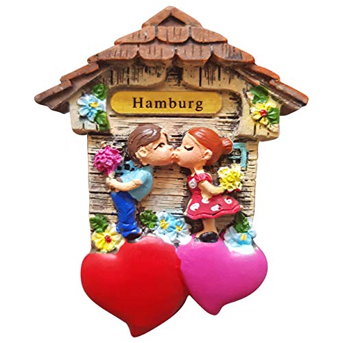 Magnet Herz Polyresin Kühlschrank Kuss 3D Paar - Hamburg von Ciffre