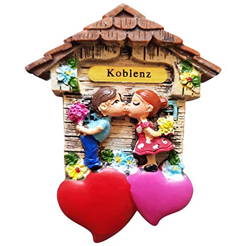 Magnet Herz Polyresin Kühlschrank Kuss 3D Paar - Koblenz von Ciffre